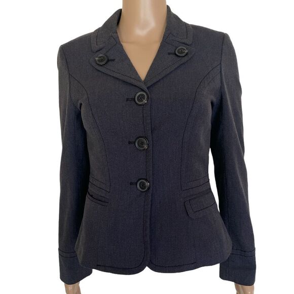 Ann Taylor Jackets & Blazers - Ann Taylor Loft Size 2P Dark Gray Long Sleeve Business Workwear Blazer Jacket